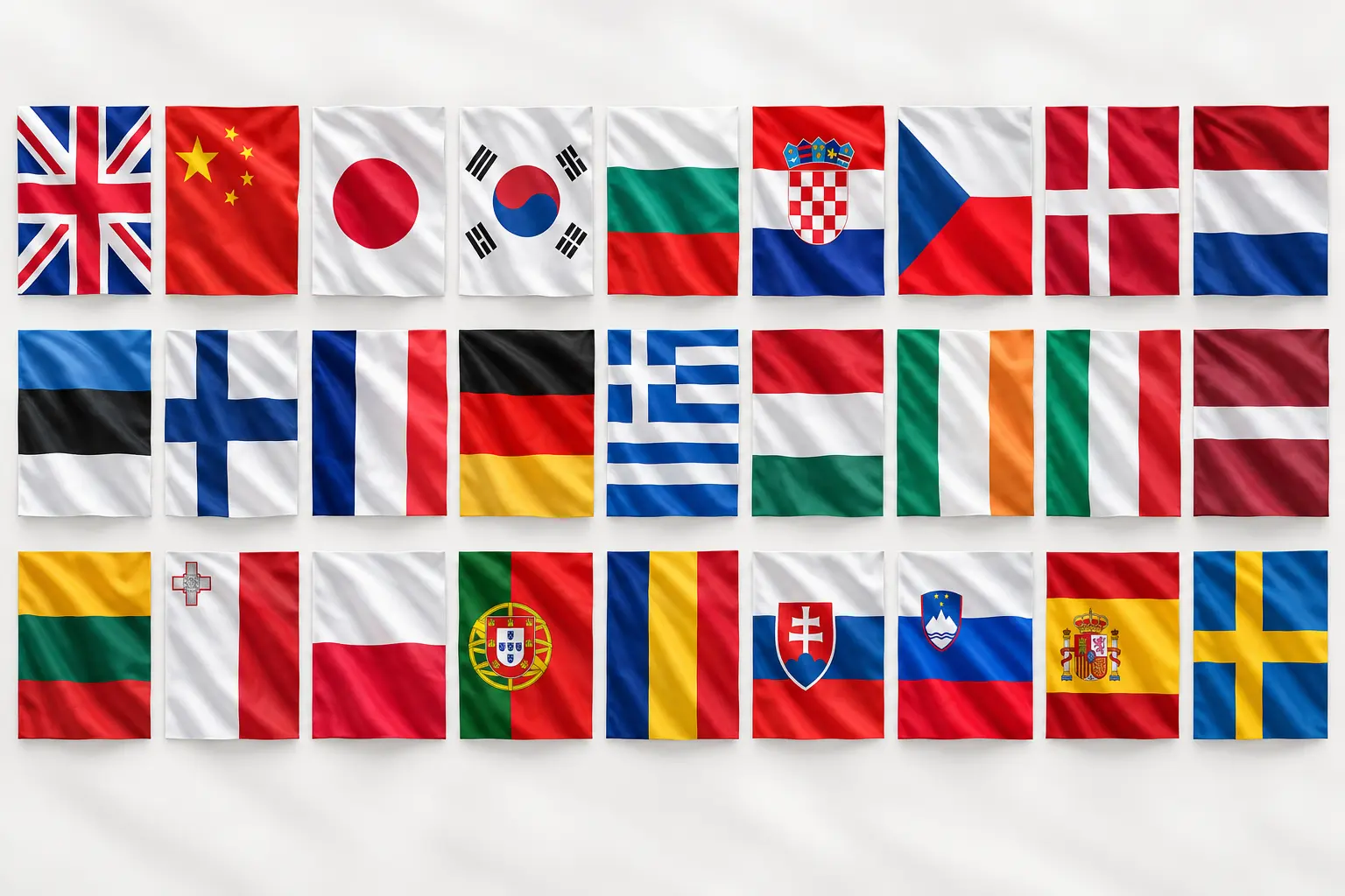 Flags representing DPPora’s 27 supported languages